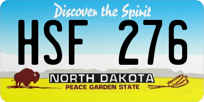 ND license plate HSF276