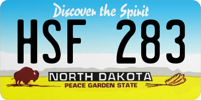 ND license plate HSF283