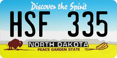 ND license plate HSF335