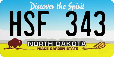 ND license plate HSF343