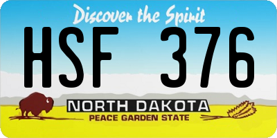 ND license plate HSF376