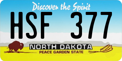 ND license plate HSF377