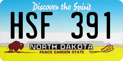 ND license plate HSF391