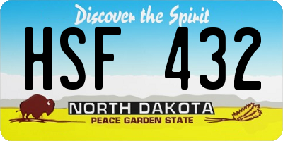 ND license plate HSF432