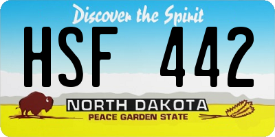 ND license plate HSF442