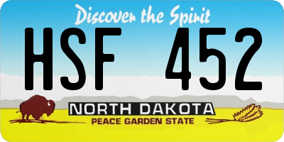 ND license plate HSF452