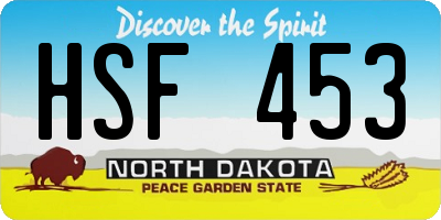 ND license plate HSF453
