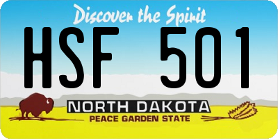 ND license plate HSF501