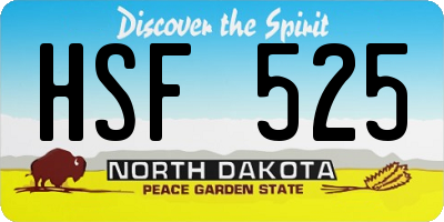ND license plate HSF525