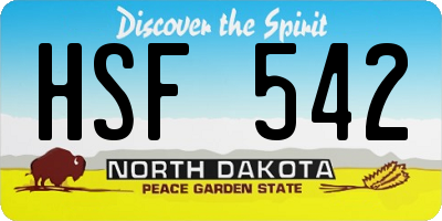 ND license plate HSF542
