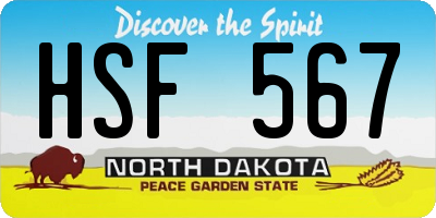 ND license plate HSF567