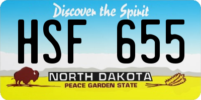 ND license plate HSF655