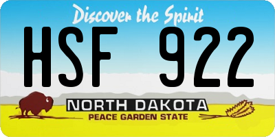 ND license plate HSF922