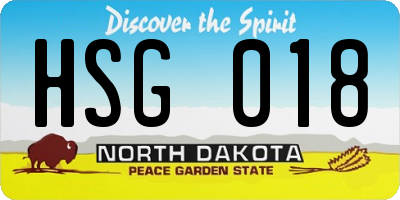 ND license plate HSG018