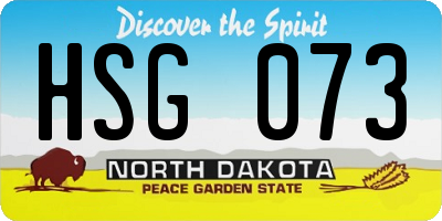 ND license plate HSG073