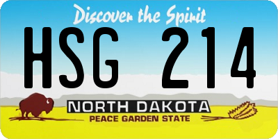 ND license plate HSG214
