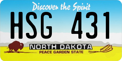 ND license plate HSG431