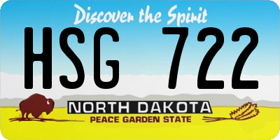 ND license plate HSG722