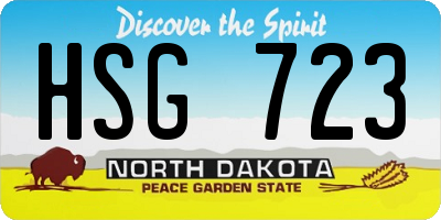 ND license plate HSG723