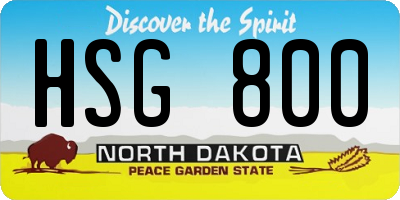 ND license plate HSG800