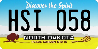 ND license plate HSI058