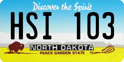 ND license plate HSI103