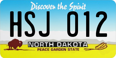 ND license plate HSJ012