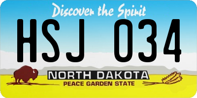 ND license plate HSJ034