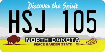 ND license plate HSJ105