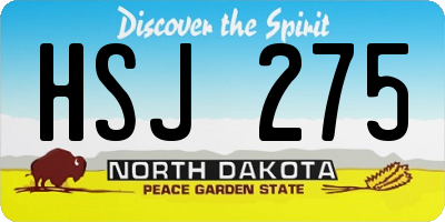 ND license plate HSJ275