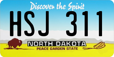 ND license plate HSJ311