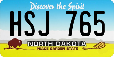 ND license plate HSJ765