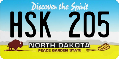 ND license plate HSK205