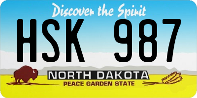 ND license plate HSK987
