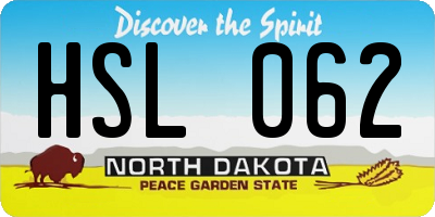 ND license plate HSL062