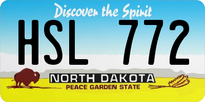 ND license plate HSL772