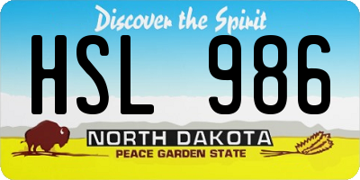 ND license plate HSL986