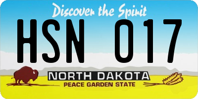 ND license plate HSN017