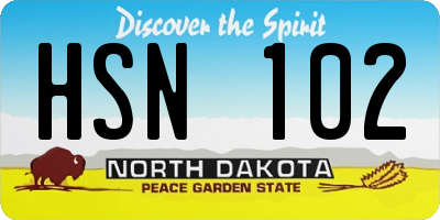 ND license plate HSN102