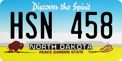 ND license plate HSN458