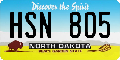 ND license plate HSN805
