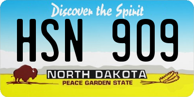 ND license plate HSN909