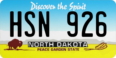 ND license plate HSN926