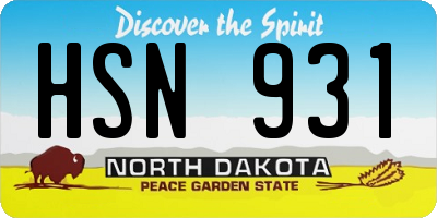 ND license plate HSN931