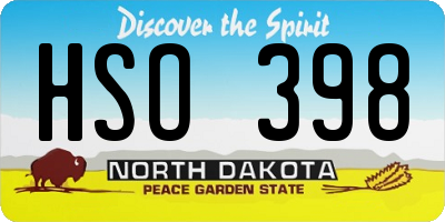 ND license plate HSO398
