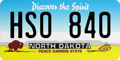ND license plate HSO840