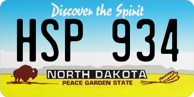 ND license plate HSP934