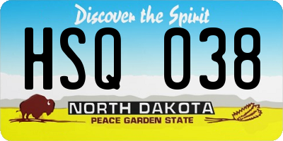 ND license plate HSQ038