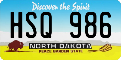 ND license plate HSQ986