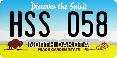 ND license plate HSS058